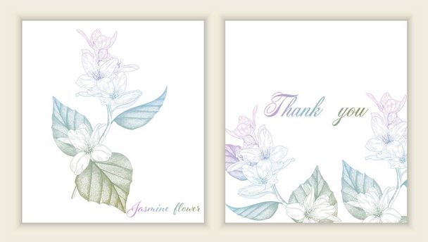 vector illustration of a wedding invitation card with leaves and flowers - Vektor, kép