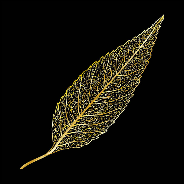 leaf icon on black background - Vector, Image