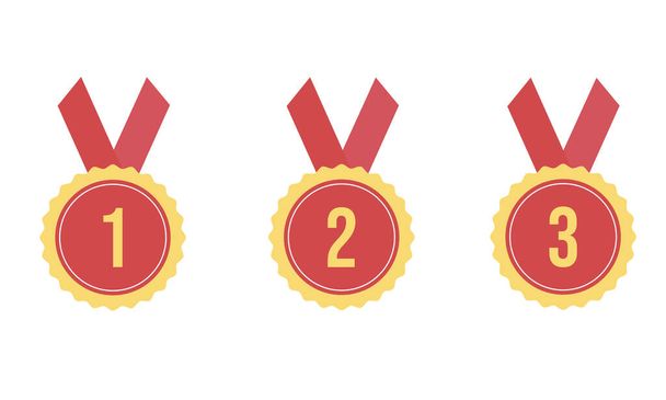 Set of badges with ribbons first, second, third place winners . Vector illustration - Vektori, kuva