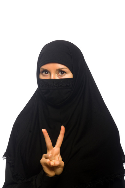 Mulher muçulmana de preto
 - Foto, Imagem