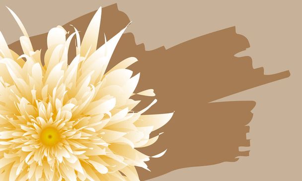 Abstract yellow flower with brown color paint on light brown background. - Vector, Imagen