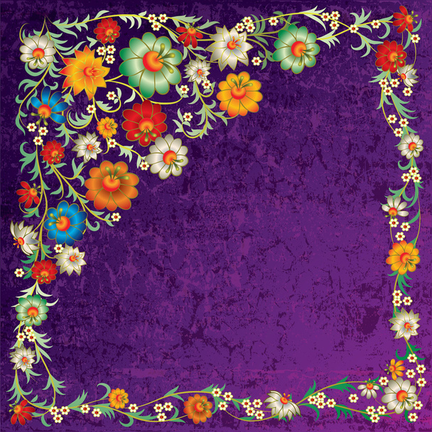 abstraktní grunge květinový ornament s květinami - Vektor, obrázek