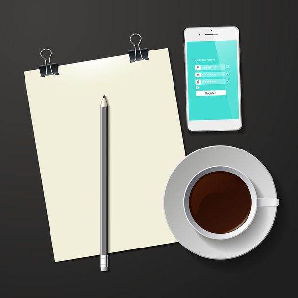 Coffee Cup with Abstract Tablet Vector Illustration - Vektor, kép