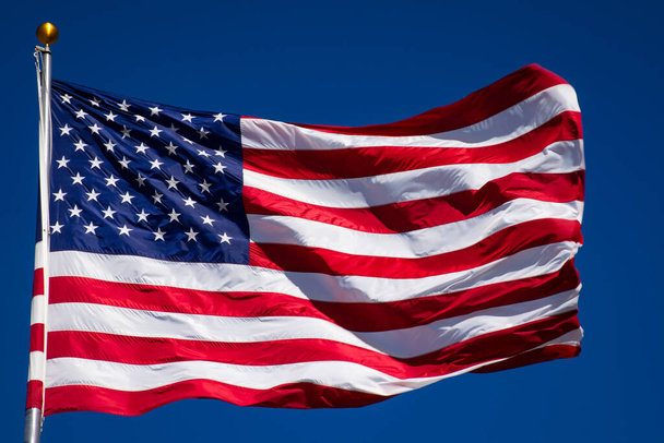 close-up shot of waving USA flag - Foto, Imagem