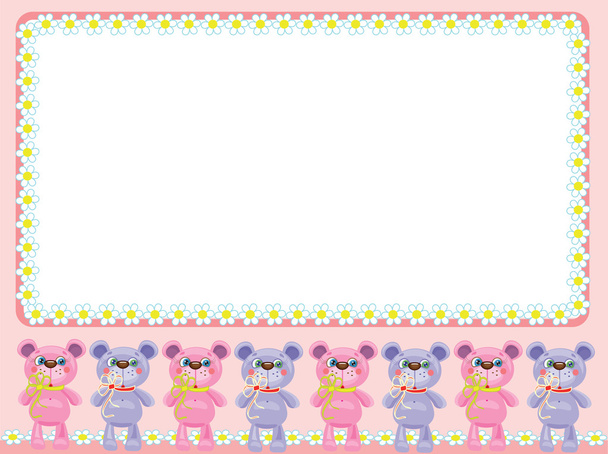 Background with cute little bears - Διάνυσμα, εικόνα