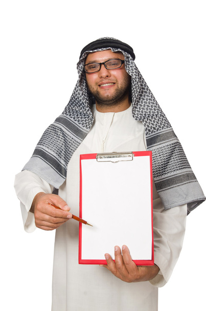 Concept met Arabische man geïsoleerd op wit - Foto, afbeelding