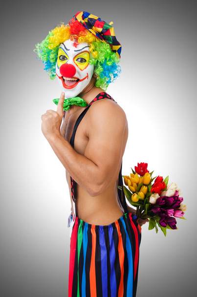klaun s květinami - Fotografie, Obrázek