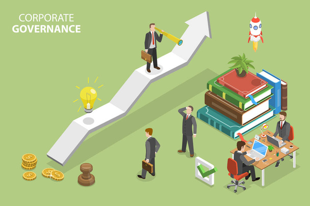 3D Isometric Flat Vector Conceptual Illustration of Corporate Governance , Business Leadership - Διάνυσμα, εικόνα
