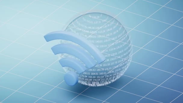 Wireless network technology with wifi sign, 3d rendering. - Séquence, vidéo
