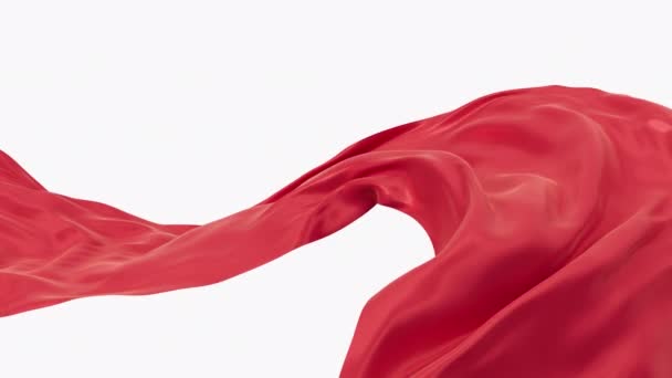 Flowing red wave cloth with alpha channel, 3d rendering. - 映像、動画