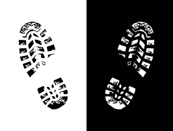 Shoeprints icon in black and white vector sign - Vector, Image