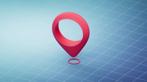 Loop animation of location mark with blue grid background, 3d rendering. - Кадры, видео