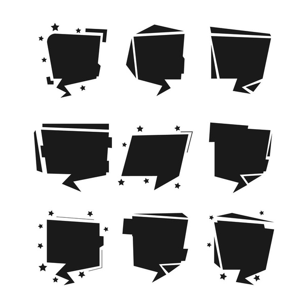 Set of black stickers, vector illustration Creative blank templates for advertising. Marking label. - Vector, imagen