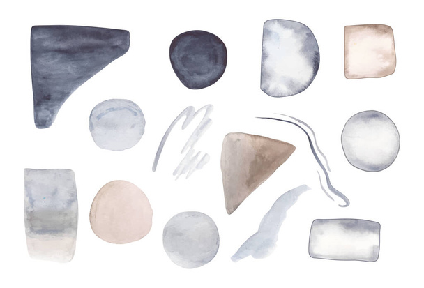 set of watercolor hand drawn elements. modern brush strokes. isolated on white background. - Вектор, зображення