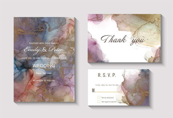 abstract business cards with hand drawn watercolor illustration - Vecteur, image