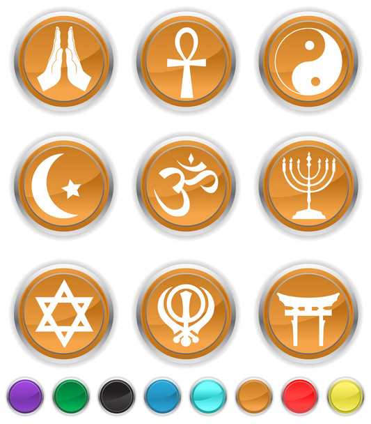 religiöse Symbole, jedes Farb-Symbol wird auf eine andere Ebene gesetzt - Vektor, Bild