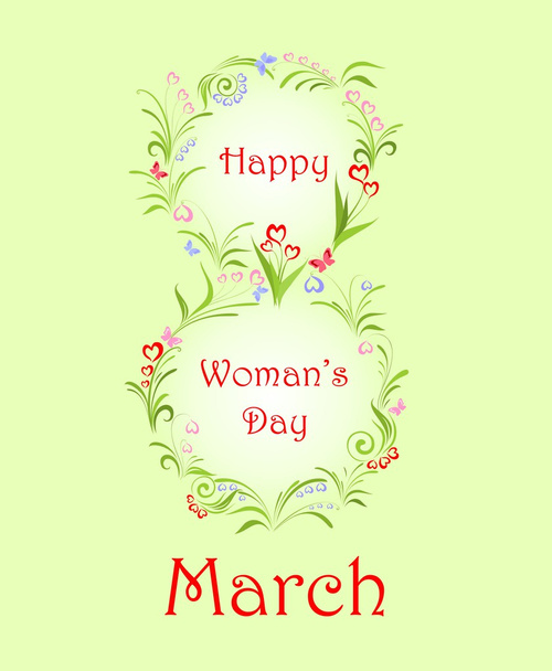 Greeting for Woman's Day with spring flowers - Vektor, Bild