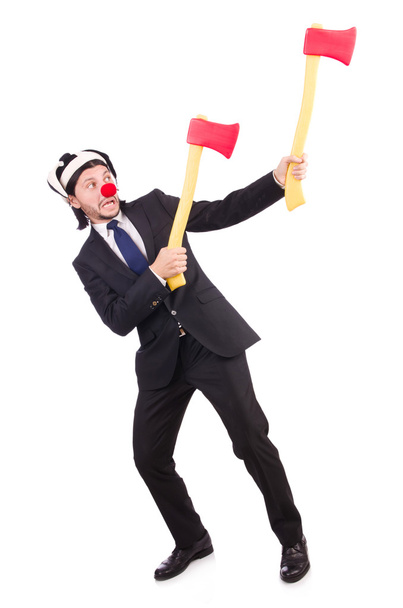 Смішний клоун бізнесмен ізольований на білому тлі
 - Фото, зображення