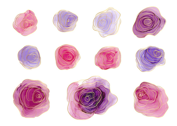 set of watercolor roses. vector illustration - Vettoriali, immagini