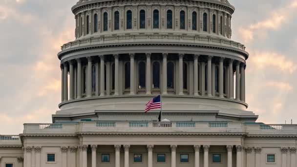 US Capitol Hill domo primer plano vista mañana sol luz timelapse en Washington DC - Imágenes, Vídeo