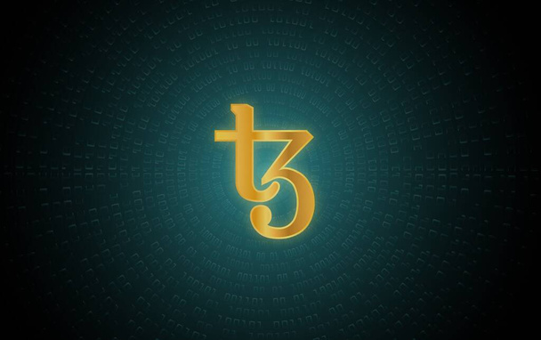 tezos virtual currency images. 3d drawings. - Photo, Image