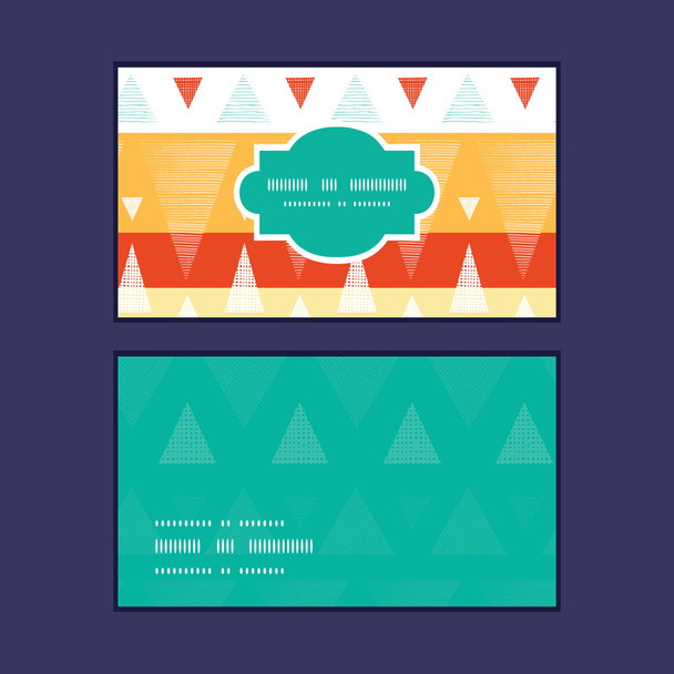 Vector vibrant ikat stripes horizontal frame pattern business cards set - Vector, Image