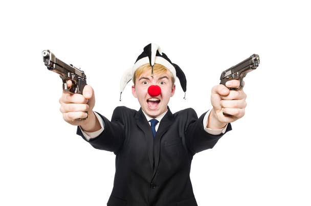 Бізнесмен клоун зі зброєю
 - Фото, зображення