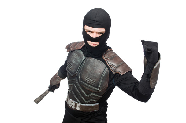 Ninja s nožem izolovaným na bílém - Fotografie, Obrázek