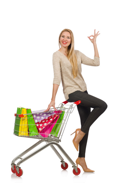 Woman after the christmas shopping - Foto, imagen