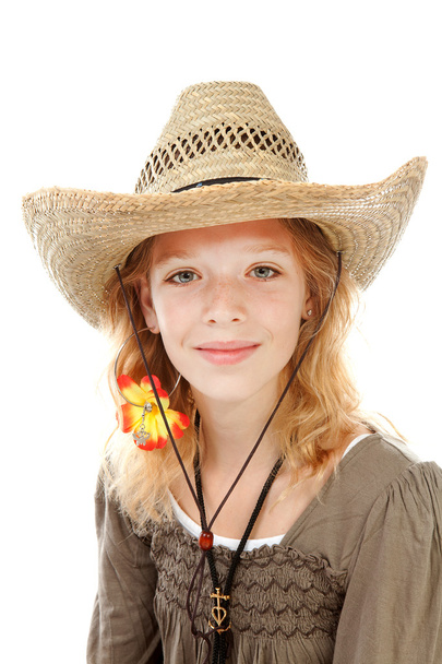 Young girl with western hat - Foto, Imagem