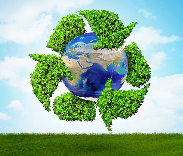 Der Unternehmer im Recycling ökologischer Konzepte - 3D-Rendering - Foto, Bild