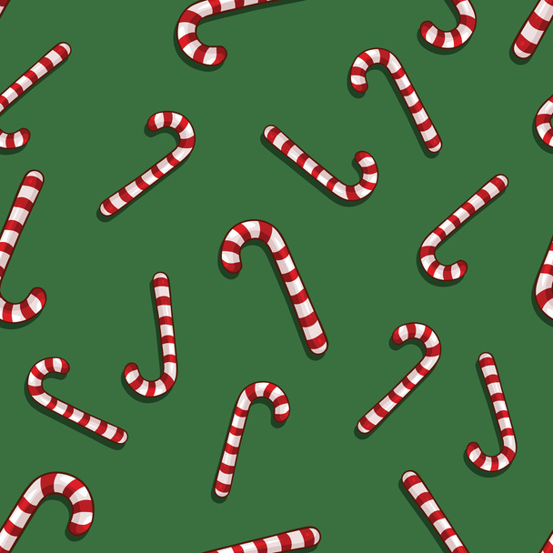 Christmas Candy Canes Pattern - Διάνυσμα, εικόνα