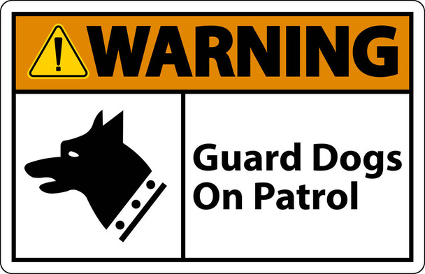 Warning Guard Dogs On Patrol Symbol Sign On White Background - Вектор,изображение