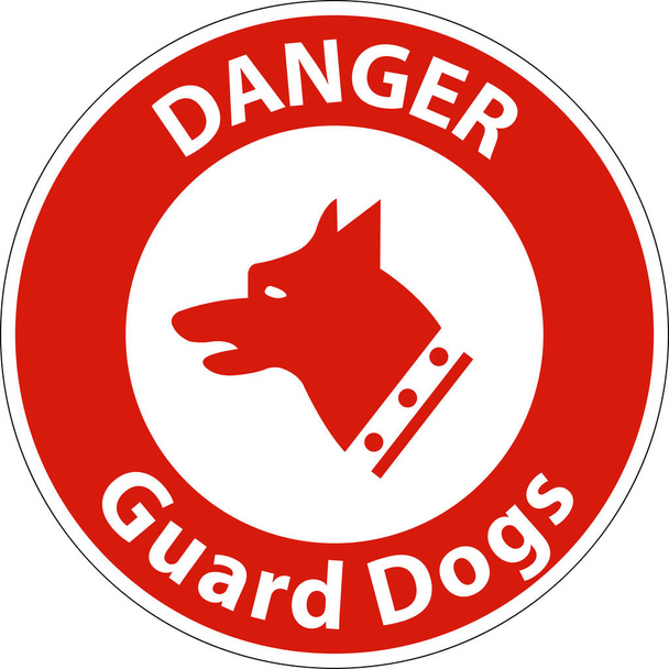 Danger Guard Dogs On Patrol Symbol Sign On White Background - Vektör, Görsel