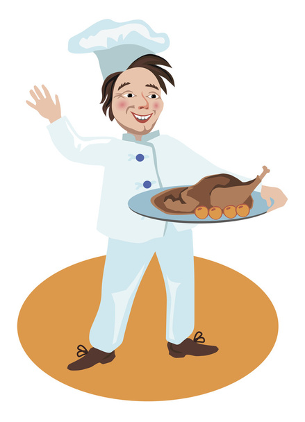 Šéfkuchař drží vařené Husa - Vektor, obrázek