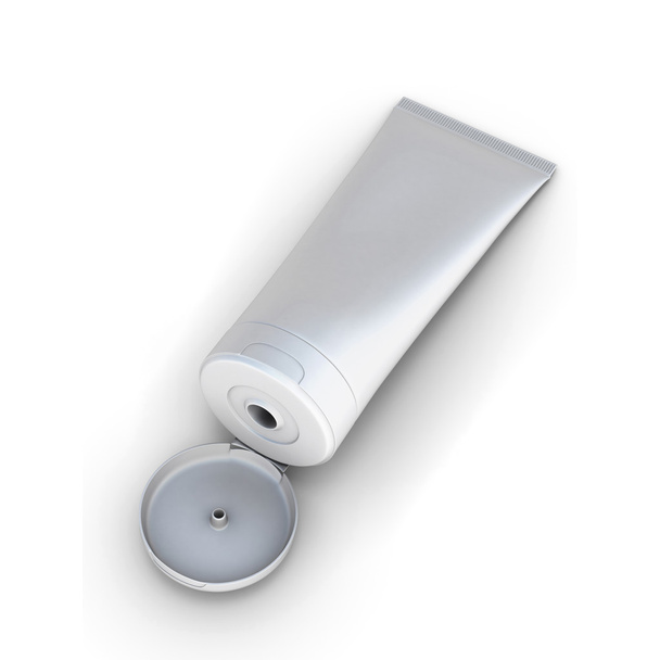 Crema tubo blanco abierto
 - Foto, Imagen