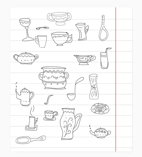 Kitchen equipment isolated vector hand drawn doodle - Vector, Image
