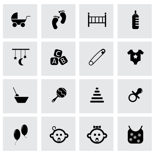 Conjunto de iconos de bebé negro vector
 - Vector, Imagen