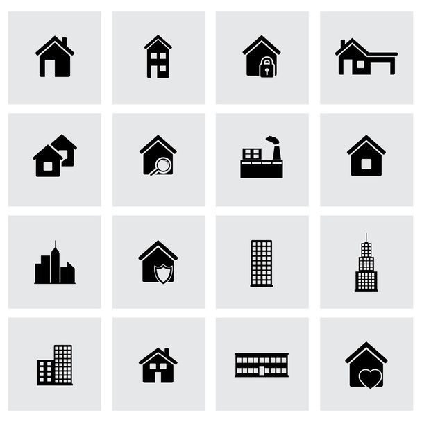 Conjunto de iconos de edificios negros vectoriales
 - Vector, imagen
