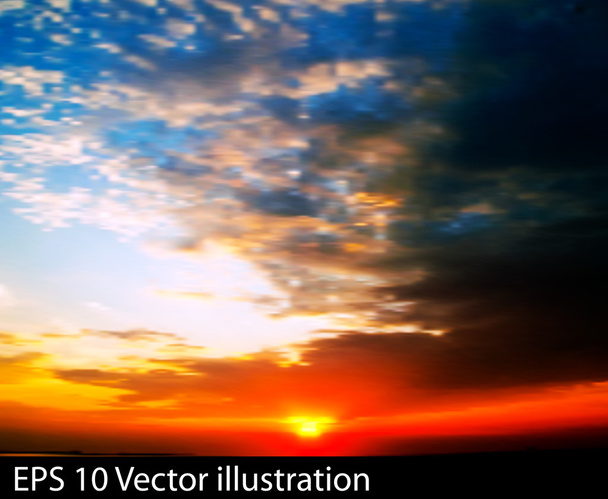 赤い日の出の抽象的な性質上空の背景 - ベクター画像