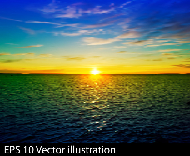 黄色青い日の出と雲の背景を抽象的な性質 - ベクター画像
