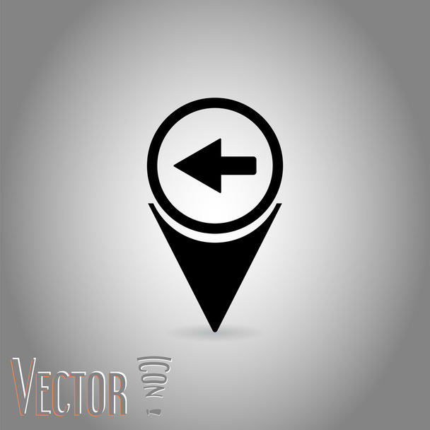 Map Pointer with Directional Arrow. Pointer Left. Flat Design Style - Vector, Image