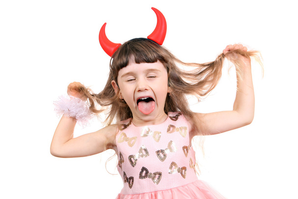 Little Girl with Devil Horns - Zdjęcie, obraz