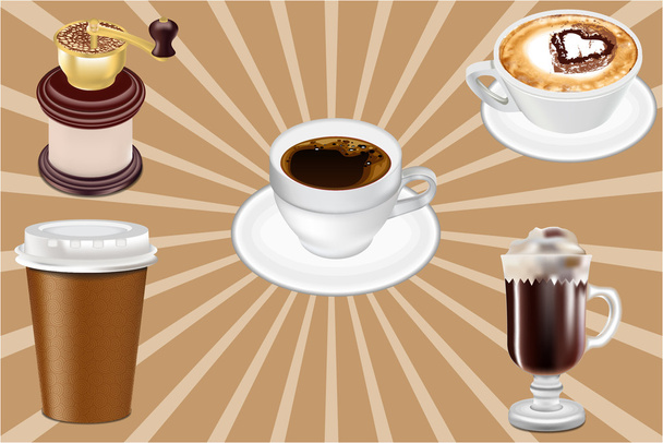 realistische vector koffie cups - Vector, afbeelding