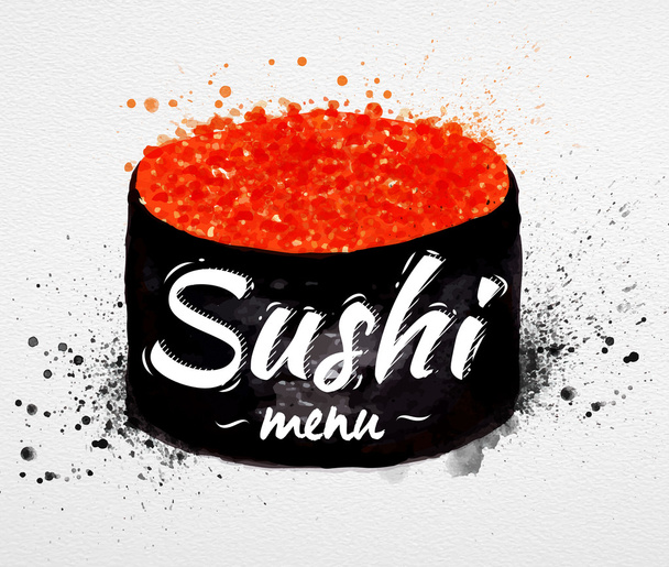 Sushi menú cartel acuarela
 - Vector, imagen