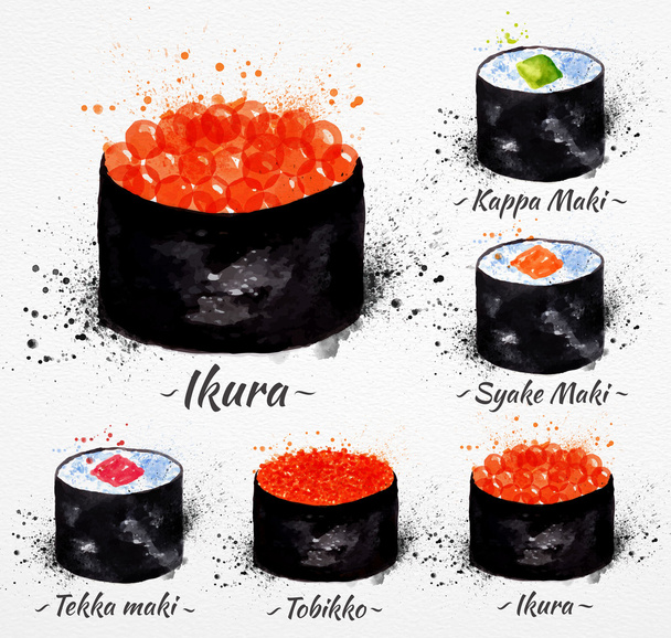 Sushi Maki akwarela - Wektor, obraz