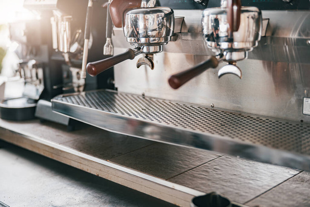 Close-Up of coffee machine ready to work in coffee shop. High quality photo - Valokuva, kuva
