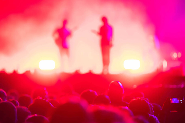 crowd partying stage lights live concert summer music festival - Fotoğraf, Görsel