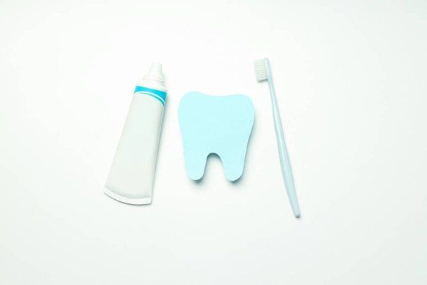 Concept of dental care, tooth care, top view - Fotoğraf, Görsel