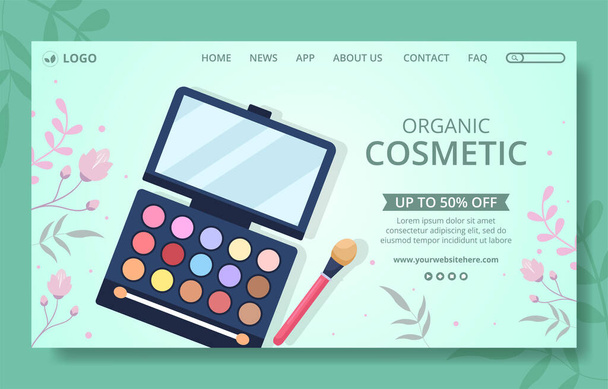 Makeup Cosmetics Collection Social Media Landing Page Template Cartoon Background Illustration - Vettoriali, immagini